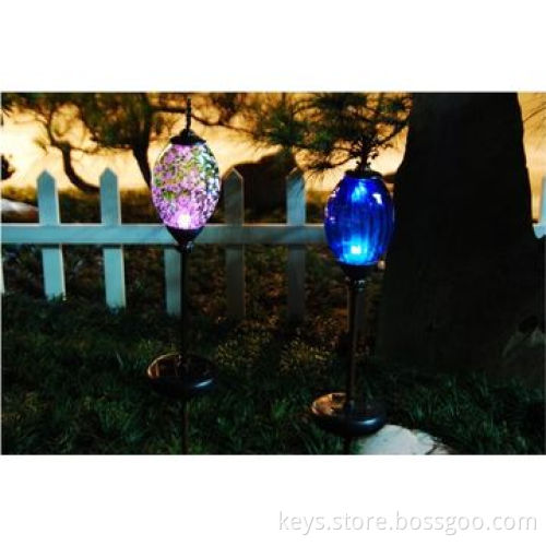 Green Colorful LED Egg-shaped Glass Solar Outdoor Garden Path Lawn Light